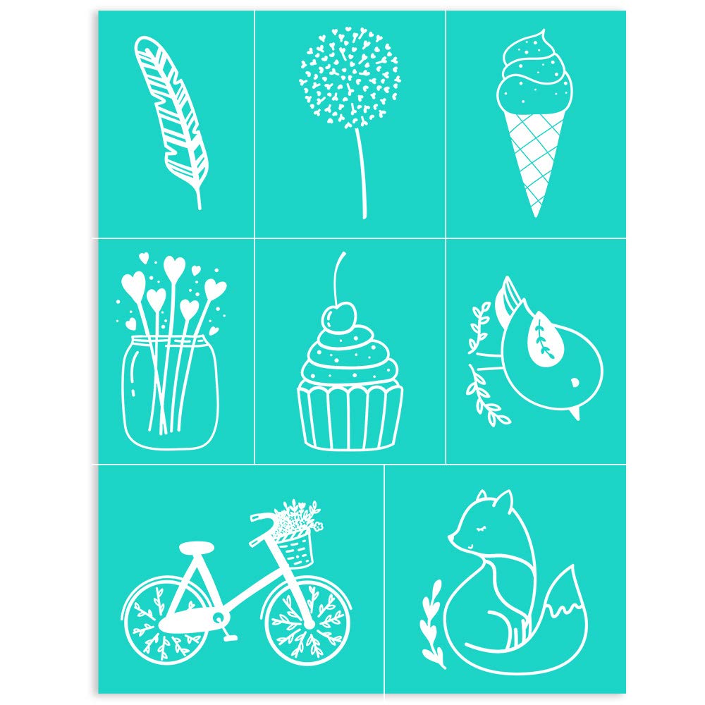 Silk Screen Stencils for Painting - 8.5x11 Inch Washable & Reusable Self-Adhesive Mesh Stencils for Wood, Chalkboard & DIY Crafts - Perfect for Summer Projects, Home Decor & Art Transfers