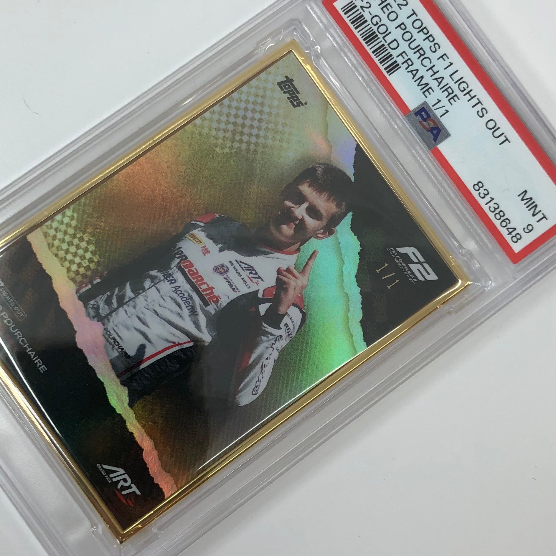 Theo Pourchaire 2022 F2 Driver Gold Frame Collectible Card PSA 9 - Perfect for Racing Memorabilia Collections and Sports Display Cases