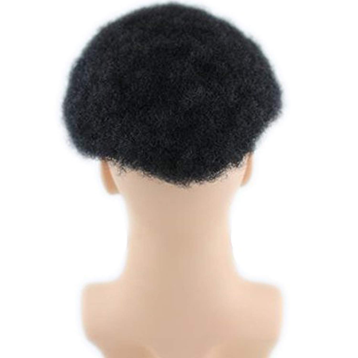 Rossy&Nancy Brazilian Virgin Human Hair Afro Curl Toupee 10x8 Inch - Natural Black Men's Hairpiece System (#1 Jet Black) for Daily Wear & Special Occasions