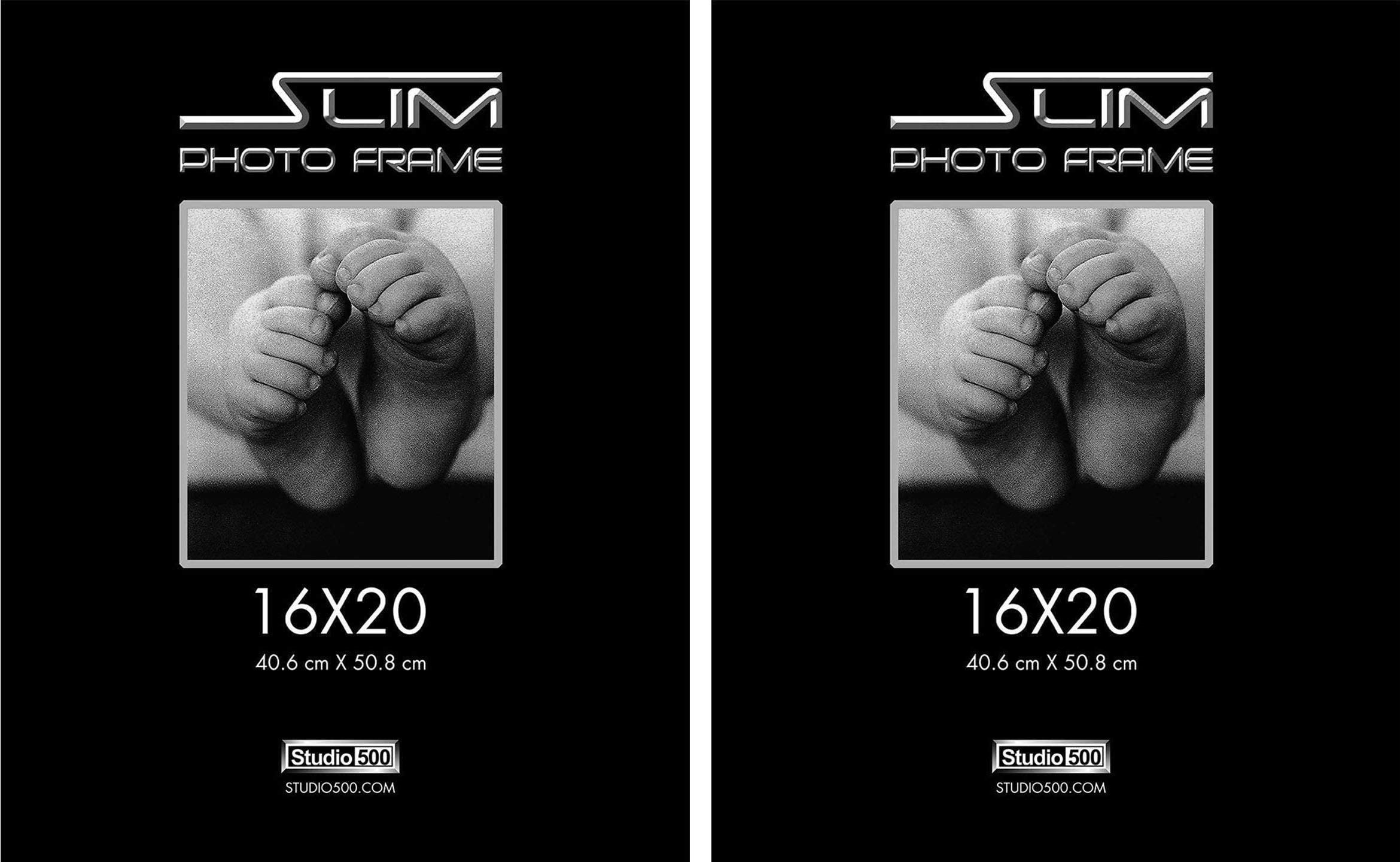 Studio 500 - 16x20 Inch Original Slim Poster Frames with Tempered Glass (2 Pack) - Perfect for Wall Art, Photos, and Home Decor Display