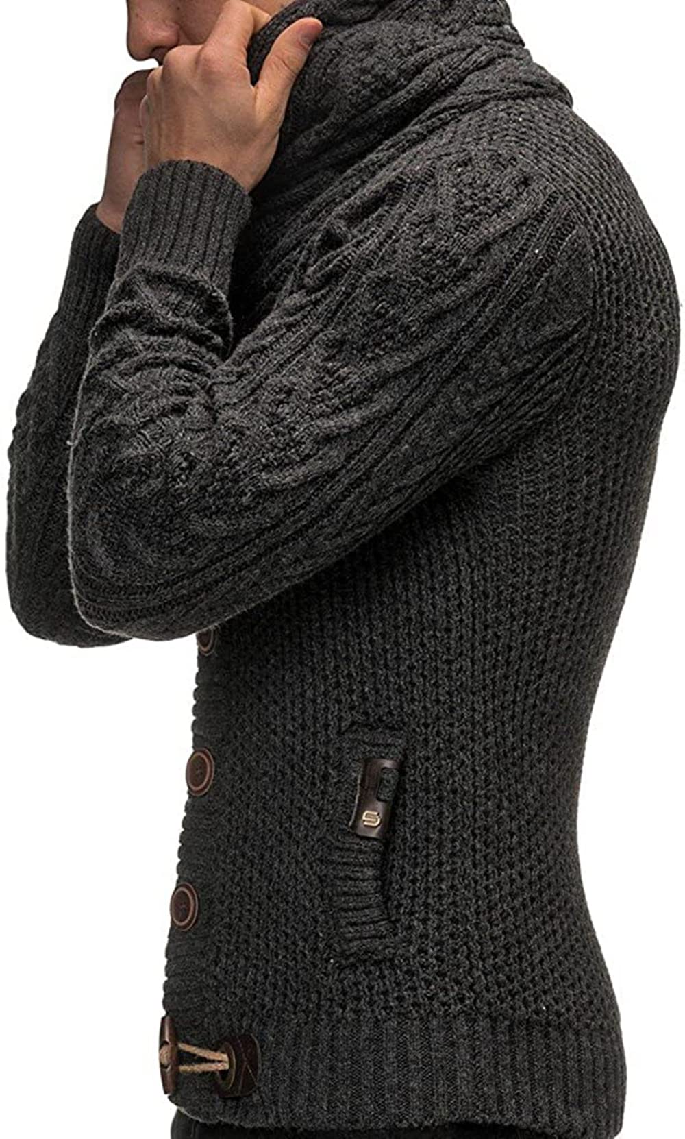 Men's Turtleneck Cable Knit Button Down Cardigan Sweater - Warm Winter Pullover for Casual Wear & Office Outfits | Cozy Fall Layering Essential for Work, Dates & Holiday Gatherings