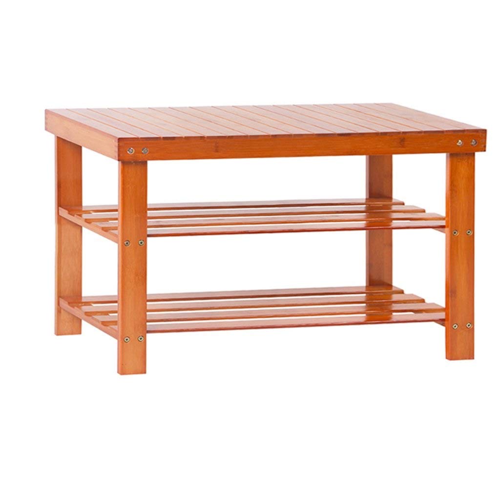 2 Tier Bamboo Shoe Rack Storage Bench - Entryway Hallway Organizer with Seat, 80cm Shoe Shelf for Small Spaces - Perfect for Apartments, Dorms & Closet Organization