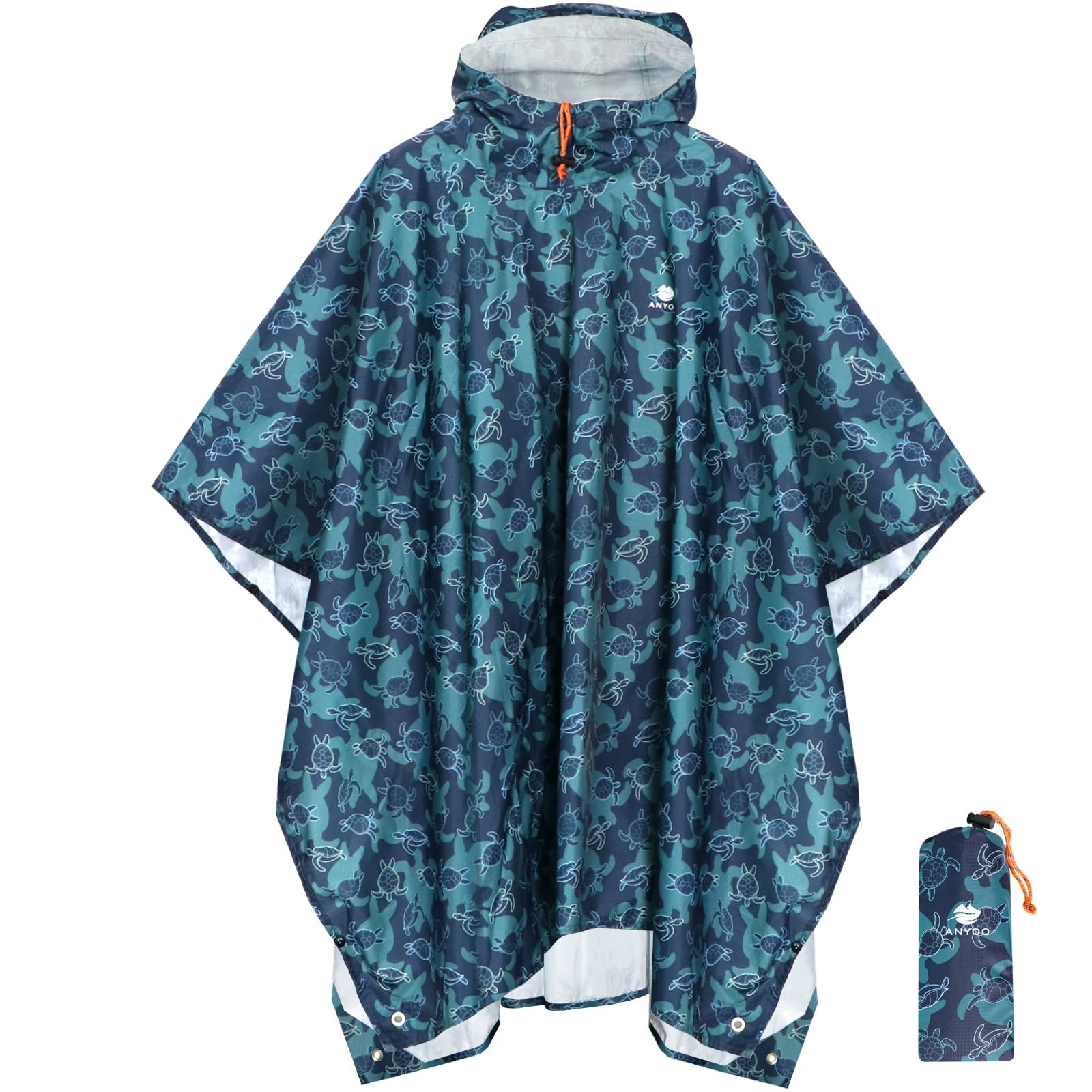 ANYOO Waterproof Rain Poncho for Adults - Lightweight Reusable Raincoat for Men & Women with Hood - Perfect for Hiking, Camping, Outdoor Adventures & Emergency Preparedness