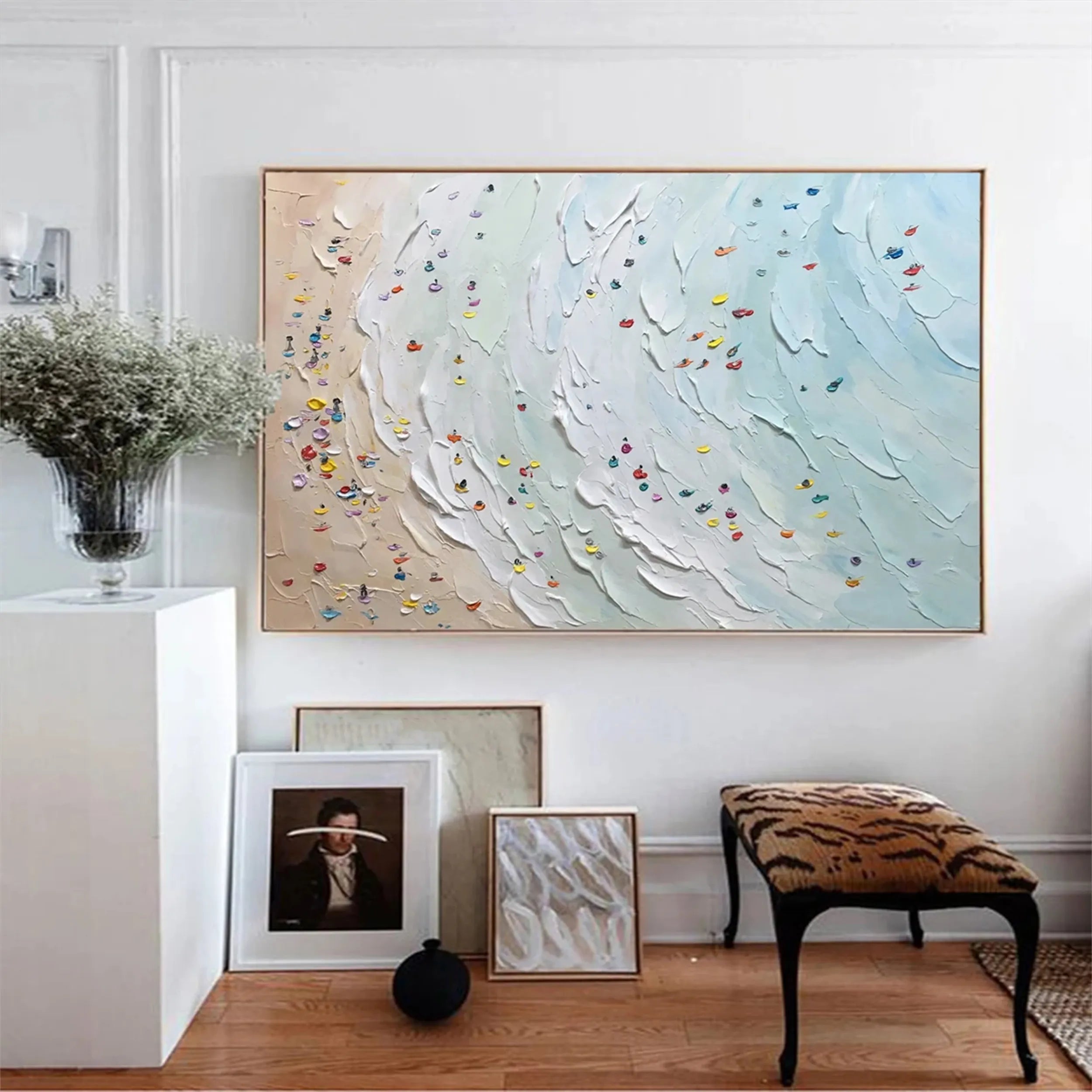 Seascape and Snowy Peak Painting #SP001 - Stunning Coastal and Mountain Landscape Art for Home & Office Decor