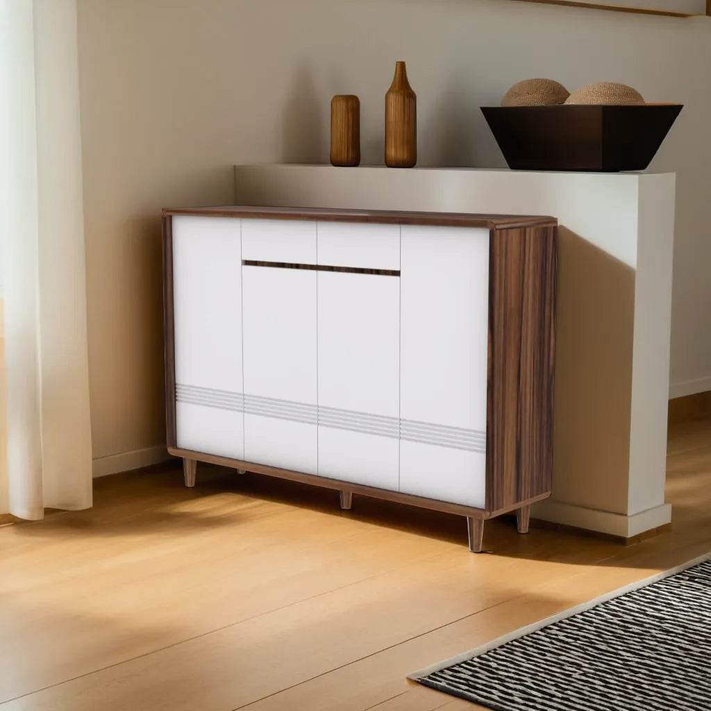 Dune 4-Door Shoe Storage Cabinet - Organize Entryway, Closet & Mudroom Shoes - Space Saving Shoe Rack for Home & Office