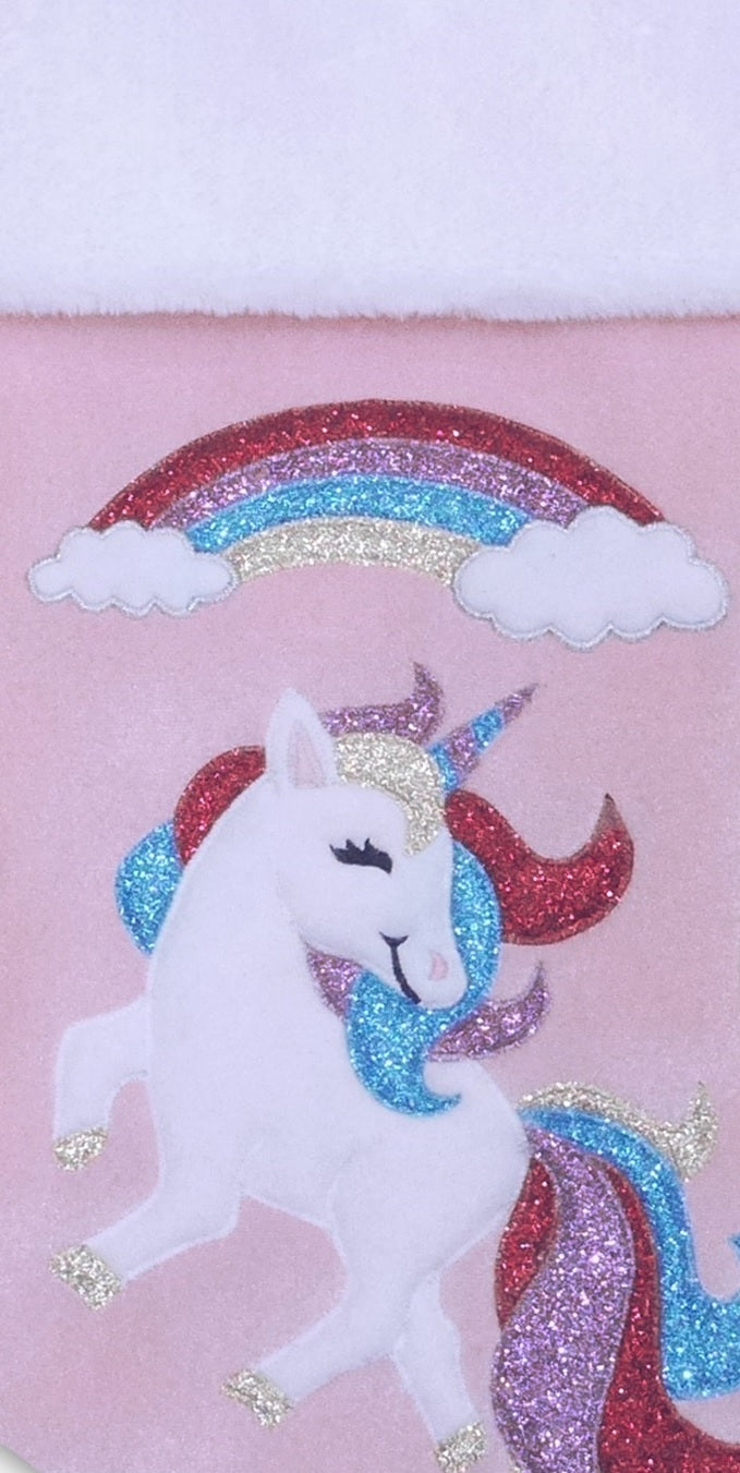 20.5 Inch Pink Unicorn & Rainbow Christmas Stocking - Festive Holiday Decor for Kids, Girls, Bedroom, Fireplace, Xmas Tree | Unique Gift Idea for Christmas
