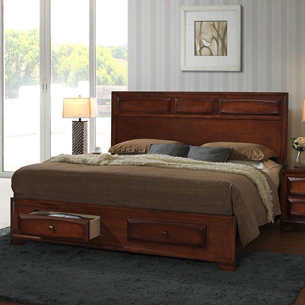 Antique Oak Finish Wood Storage Platform Bed Frame - Queen Size, Solid Wood Construction with Underbed Storage | Perfect for Small Bedrooms, Guest Rooms & Modern Farmhouse Decor
