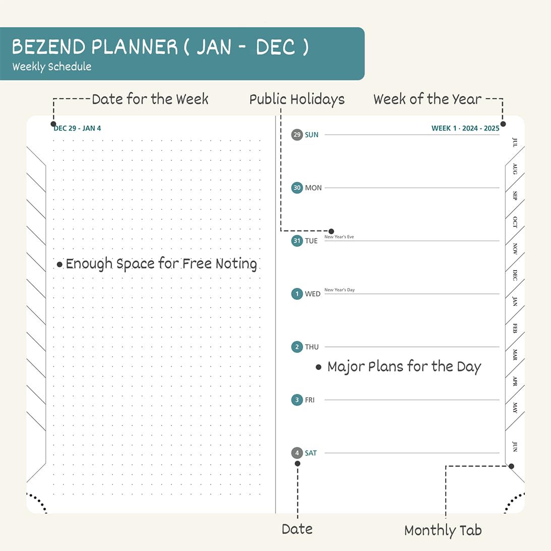 BEZEND 2025 Weekly Planner & Notebook - 5