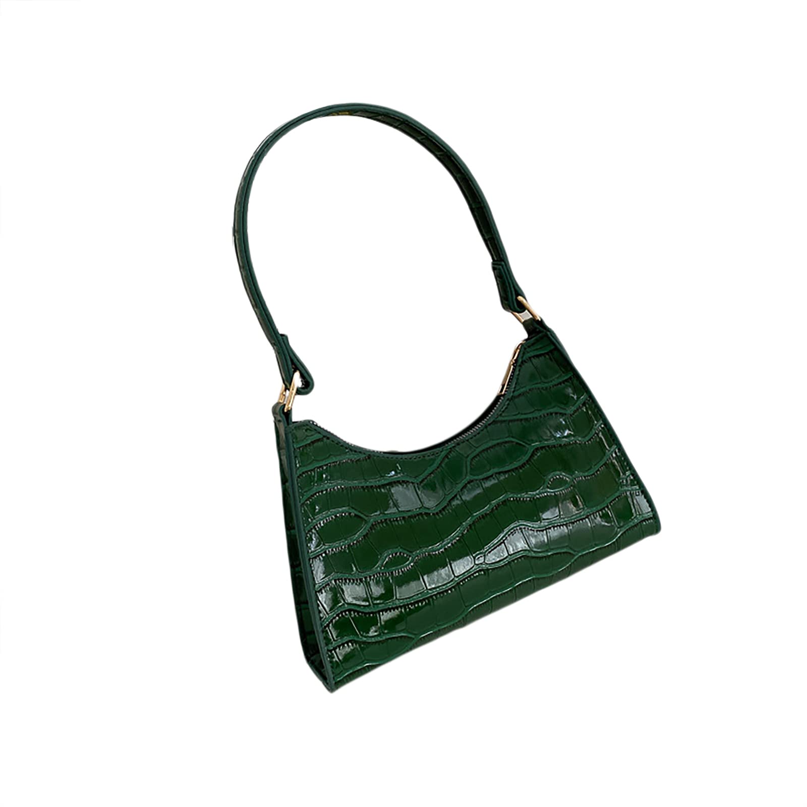 Vintage 90s Women's Crocodile Pattern Handbag - Retro Classic Zipper Closure Clutch Shoulder Bag & Crossbody Tote Purse for Women (Green, One Size) | Perfect for Parties, Dating & Everyday Use