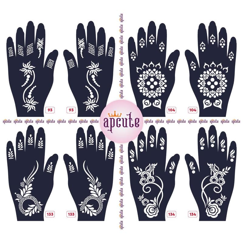 Apcute 13-Piece Mehendi Sticker Set | Temporary Henna Tattoo Stencils for Full Hand Designs | Easy 4-Step Application for Women & Girls | Perfect for Weddings, Festivals & DIY Body Art