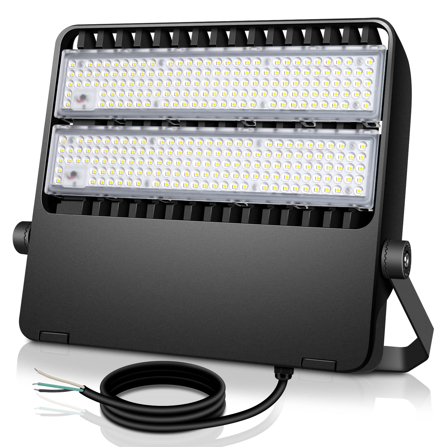 Juyace 27000LM LED Flood Light Outdoor Waterproof IP65 - 200W Commercial Stadium Lighting 5000K Daylight White (110V-277V) - Perfect for Parking Lots, Arenas, Yards, Sports Courts & Security Lighting
