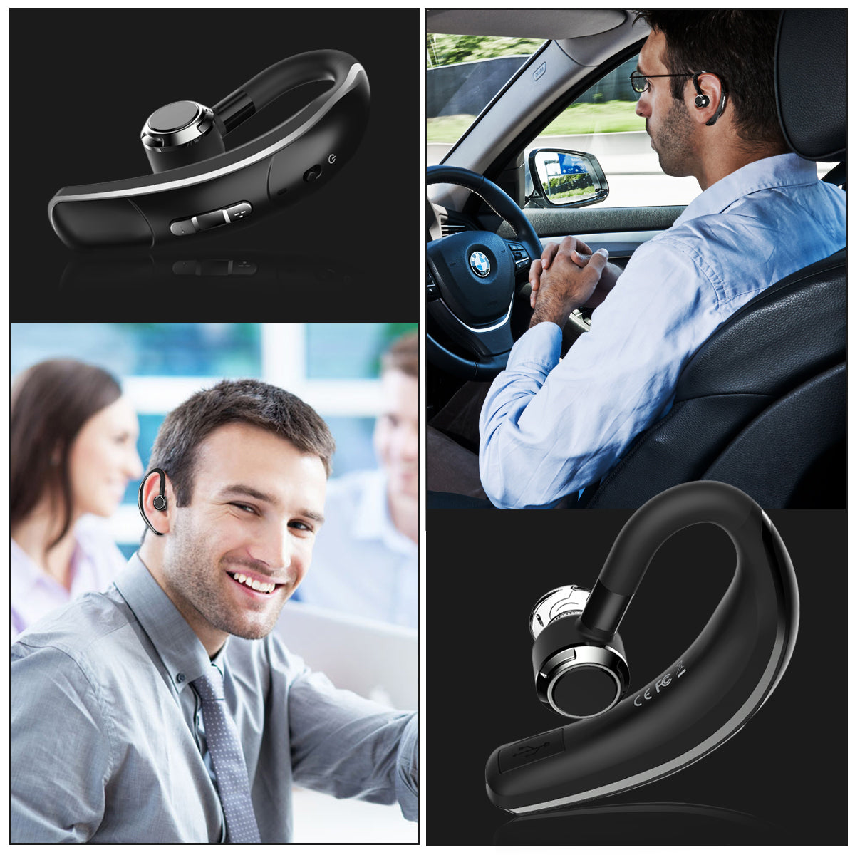 Mpow Bluetooth Headset with Noise Cancelling Microphone - Wireless Bluetooth Earpiece with 280 Hours Standby - Hands Free Headset for Truckers, Business Calls & Office Use - Perfect for Conference Calls, Driving & Remote Work (Black)