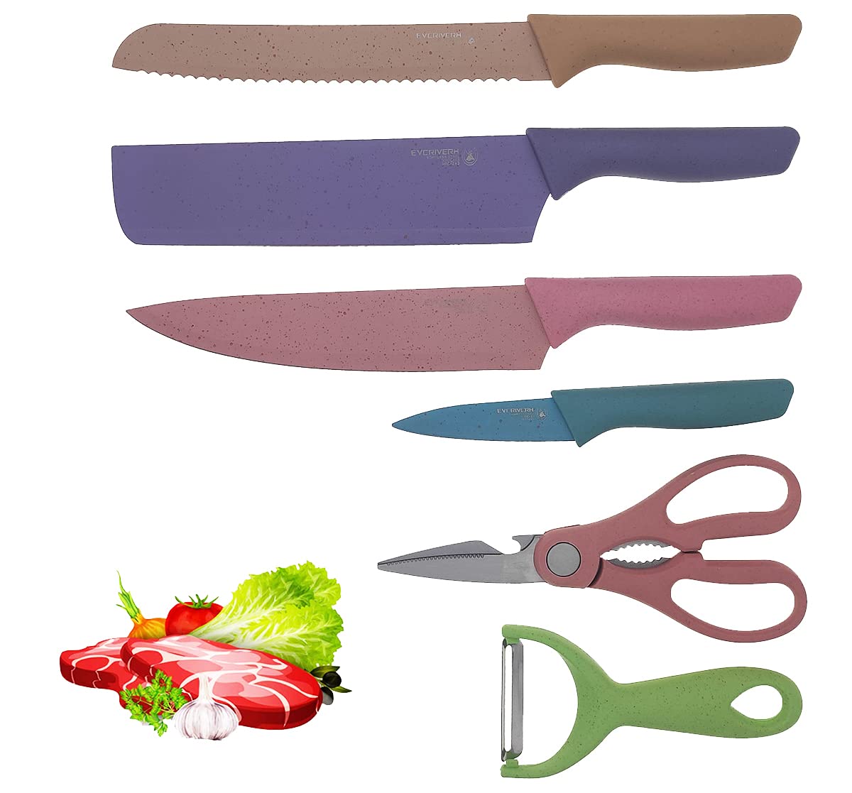 Premium 6-Piece Colorful Kitchen Knives Set - High Carbon Stainless Steel Non-Stick Blades - Ultra Sharp Chef Knives for Slicing, Paring & Cooking - Perfect for Home Chefs & Professional Kitchens - Ideal for Meal Prep, Vegetable Chopping & Meat Cutting