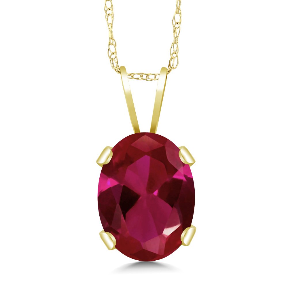 14K Yellow Gold 8X6MM Oval Birthstone Pendant Necklace for Women - Personalized Gemstone Jewelry with 18 Inch Gold Rope Chain | Elegant Fine Jewelry Gift for Mom, Wife, Girlfriend | Perfect for Birthdays, Anniversaries & Special Occasions