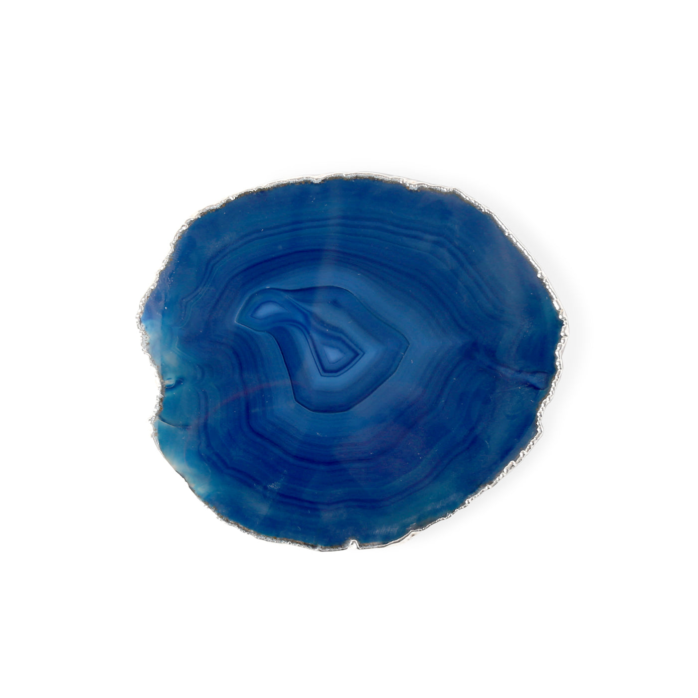 Premium Blue and Silver Agate Stone Coasters Set of 4 - Natural Stone Drink Coasters for Home, Office, or Party - Perfect for Protecting Tables from Water Rings and Stains