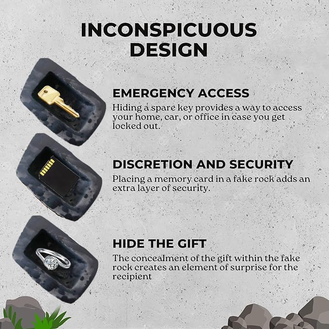 Waterproof Fake Rock Key Hider - Outdoor Hide-A-Key Safe for Vehicles, Cars & Homes | Perfect for Camping, Hiking, Travel & Emergency Key Storage