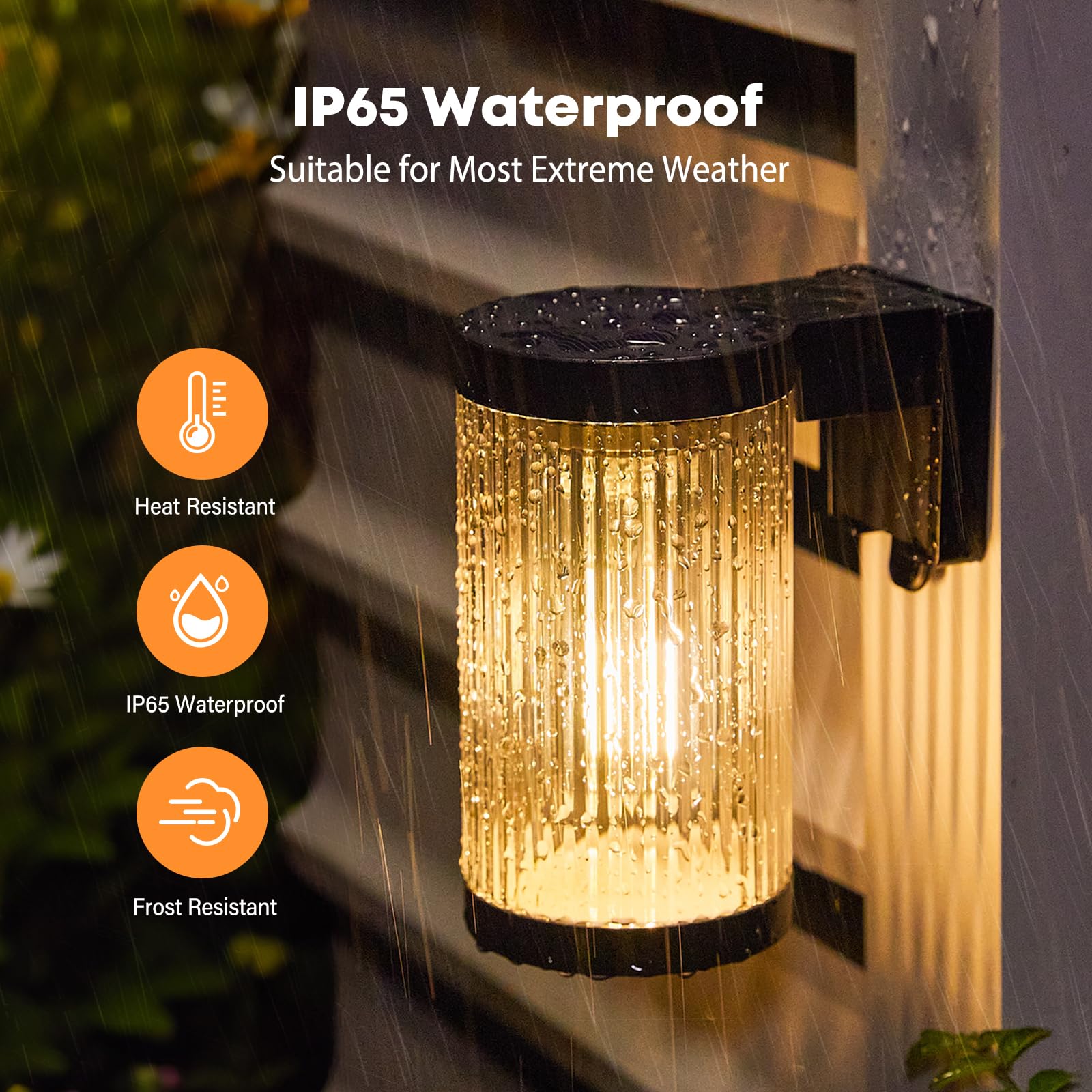 4 Pack Solar Wall Lights Outdoor - Upgraded Waterproof IP65 Auto ON/Off Solar Fence & Porch Lights - Bright Wall Mount Solar Sconce for Doorway, Garden, Pathway & Patio Lighting