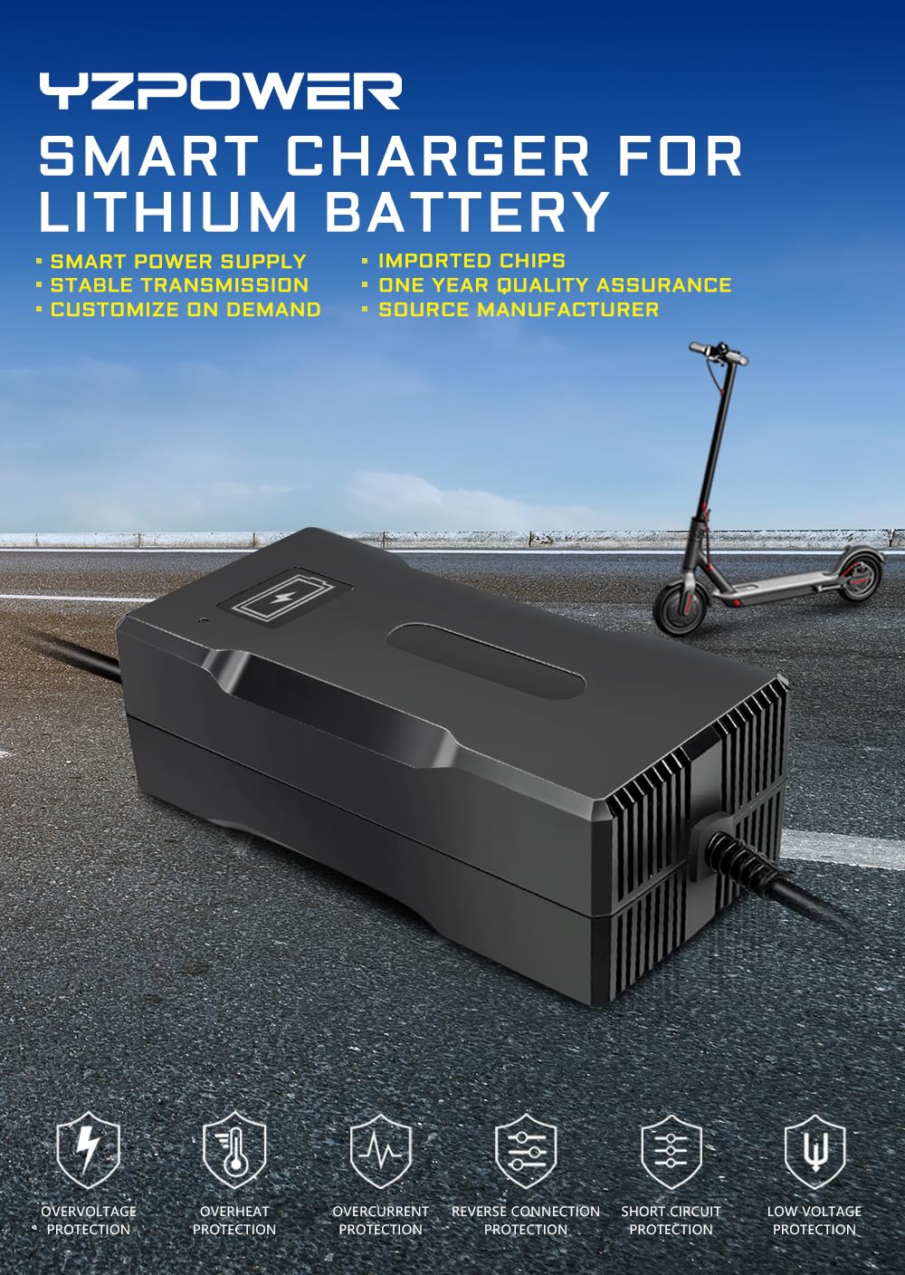 YZPOWER 60V 4A Lead Acid Battery Charger for Mobility Scooters & Electric Bicycles - 60V 20Ah Fast Charging with 3 Pin Male Connector - Perfect for Electric Bikes, Wheelchairs, and Power Scooters