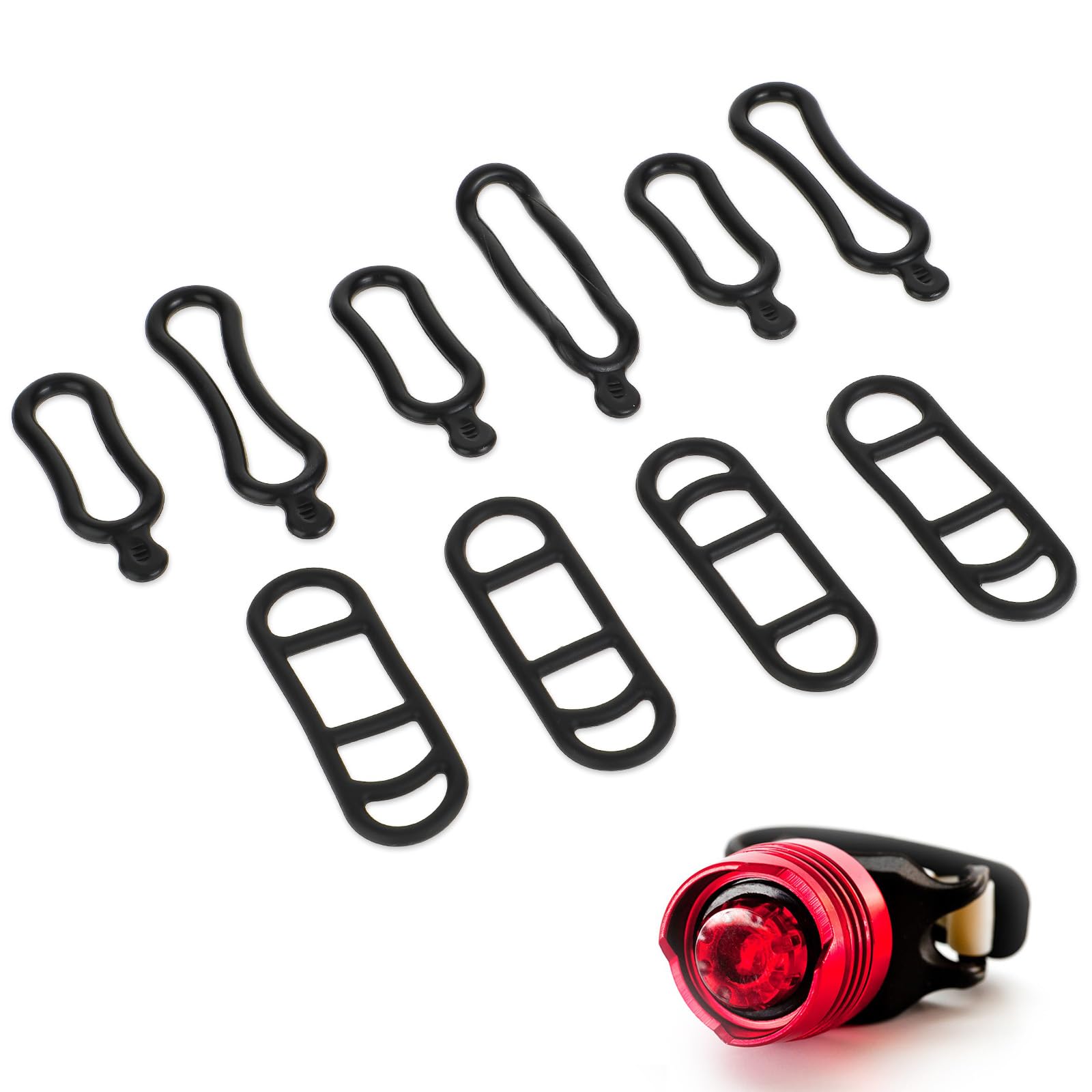 JJUNW10 10-Pack Silicone Bike Light Straps - Durable Rubber Flashlight Mount Bands for Road & Mountain Bicycles | Perfect Replacement Straps for Bicycle Lights & Phone Mounts | Ideal for Night Cycling, Commuting & Outdoor Adventures