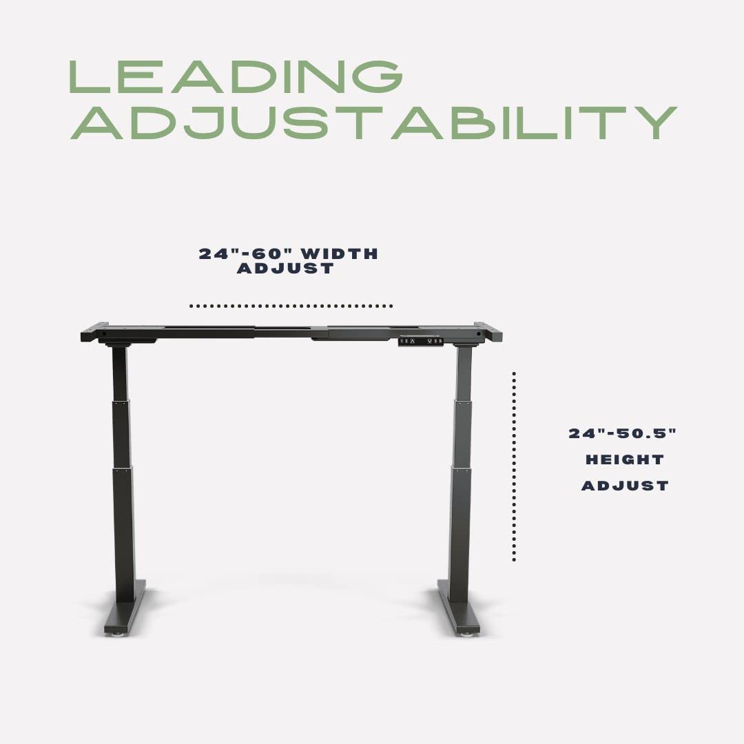 Electric Height Adjustable Standing Desk Frame - Black Modern Office & Gaming Desk (22