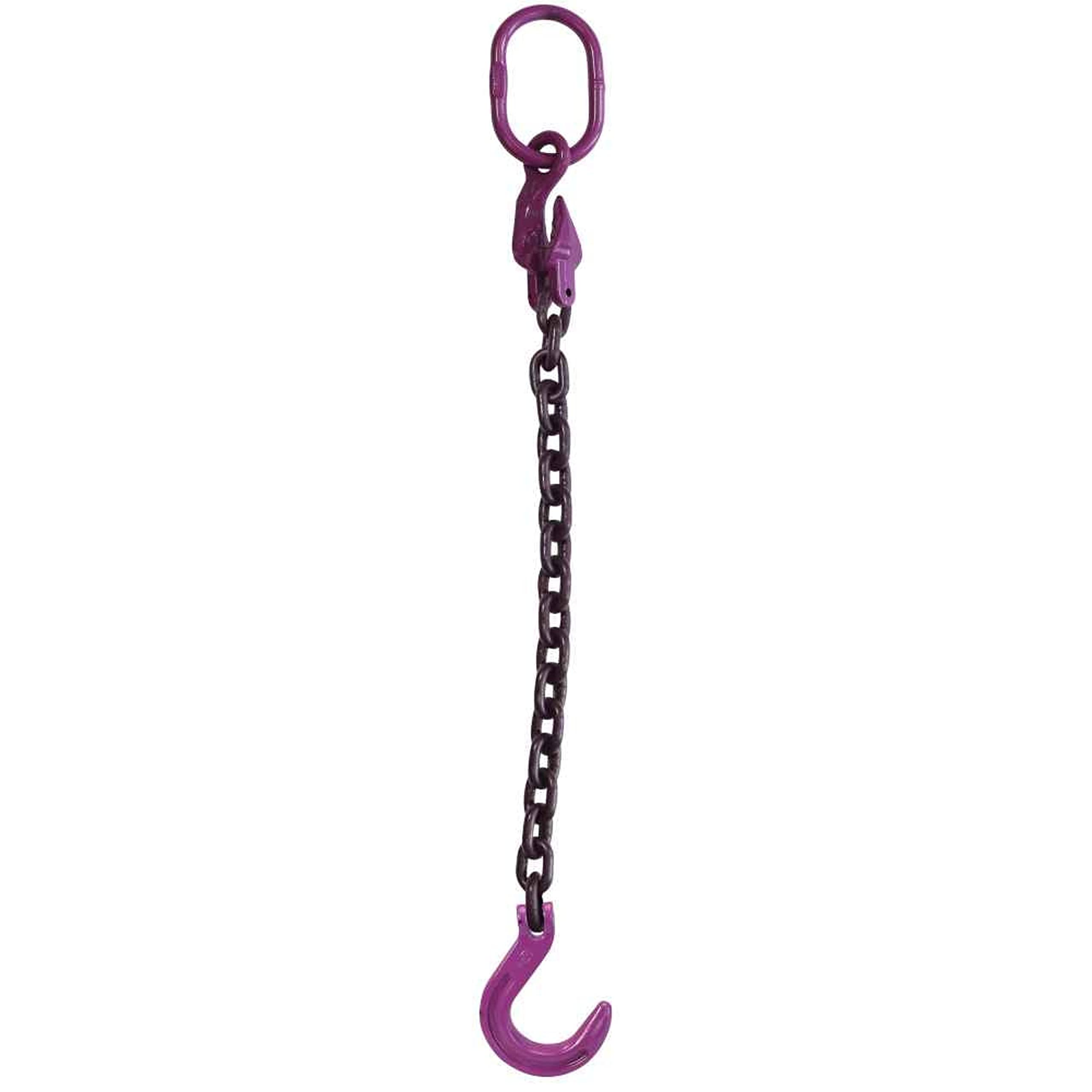 3/8 Inch x 10 Foot Adjustable 1-Leg Chain Sling with Foundry Hook - Grade 100 Alloy Steel Overhead Lifting Sling for Heavy Cargo - Ideal for Construction, Warehouse, and Industrial Material Handling