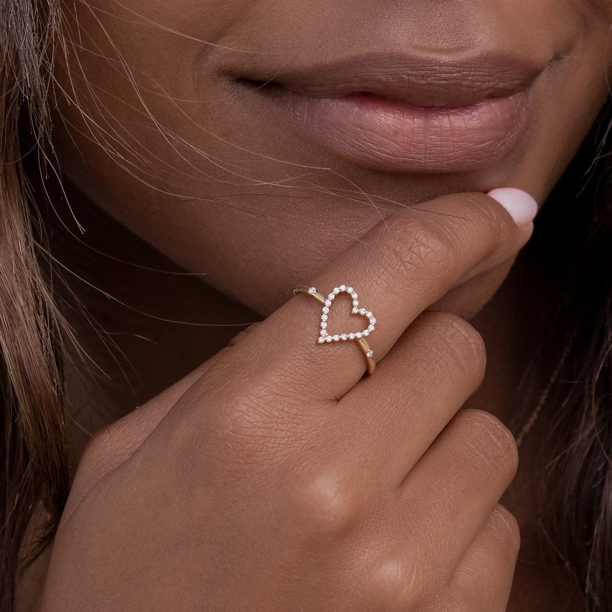 Exquisite Diamond Heart Ring for Women - 14K Gold Plated Elegant Jewelry Gift for Valentine's Day, Anniversary & Romantic Occasions