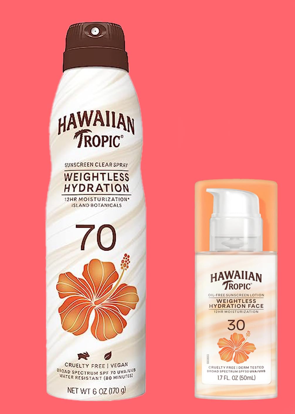 HT Weightless Hydration Clear Sunscreen Spray SPF 70 + Face Lotion SPF 30 Combo Pack - Oil-Free, Non-Greasy Sun Protection for Outdoor Activities, Beach & Daily Use