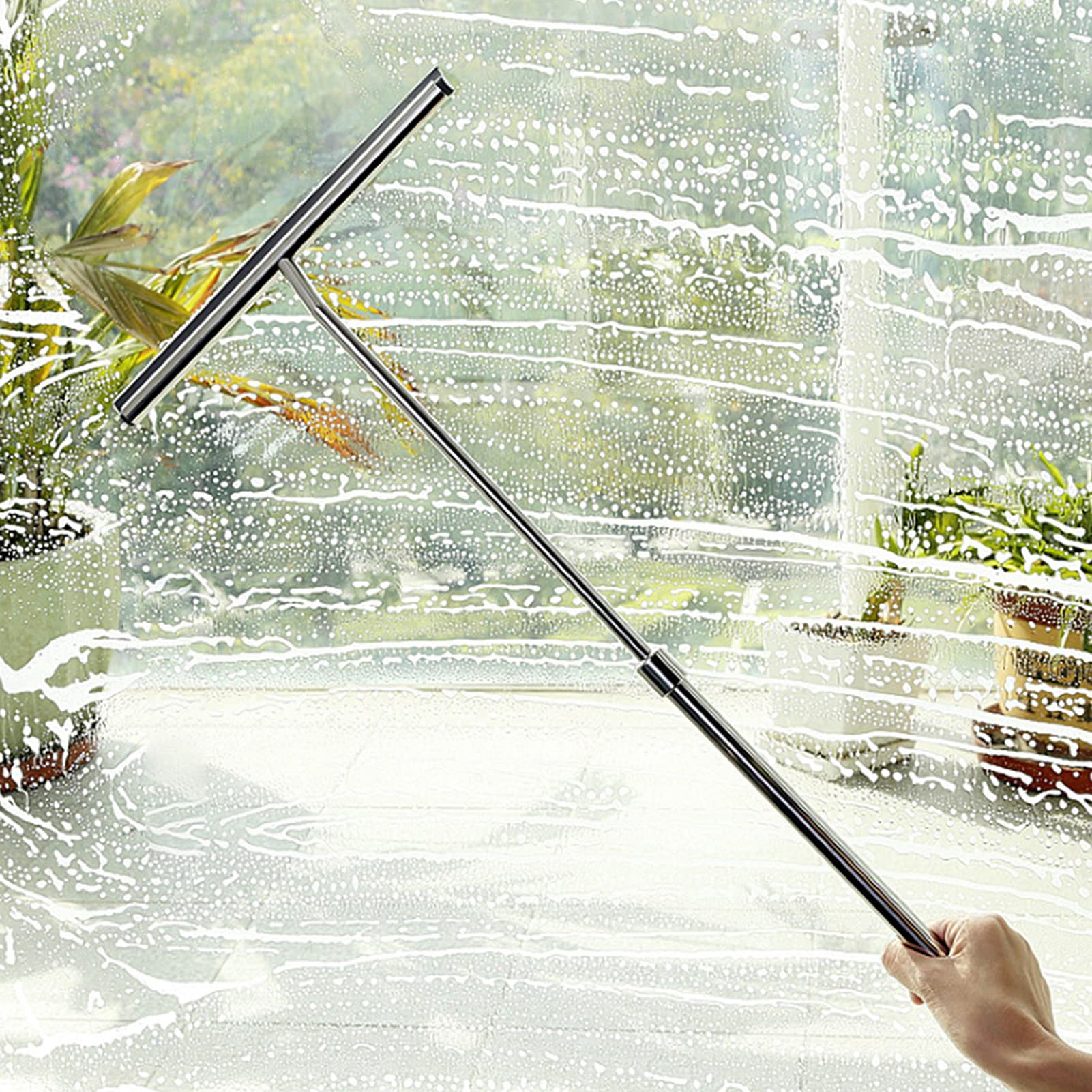 Premium Stainless Steel Shower Squeegee - Bathroom Window & Car Glass Cleaner Tool - Multi-Surface Squeegee for Shower Doors, Mirrors, Tiles (Perfect for Bathroom Cleaning, Car Washing & Household Use)