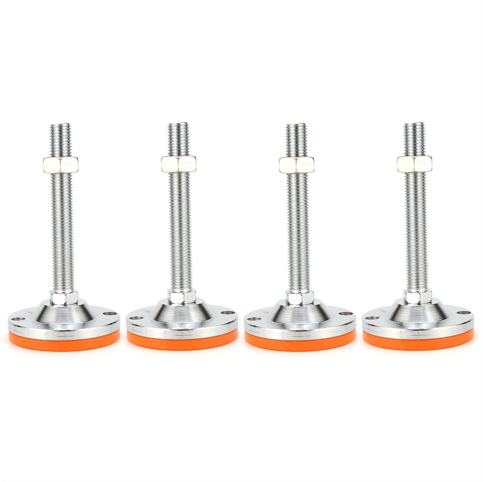 4pcs M24 Thread Leveling Feet with Rubber Cushion Bottom - Heavy Duty Carbon Steel Adjustable Furniture Levelers for Workbench, Machine, and Equipment | Perfect for Workshop, Garage, and Industrial Use