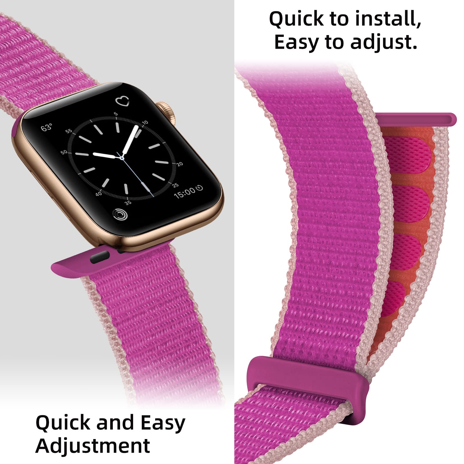 OXWALLEN Sport Loop Nylon Band for Apple Watch Series 9/8/7/6/5/4/3 SE 2/1 - 41mm 40mm 38mm Sizes - Adjustable Braided Fabric Strap for Men & Women - Pomegranate Red - Perfect for Running, Workouts & Daily Wear