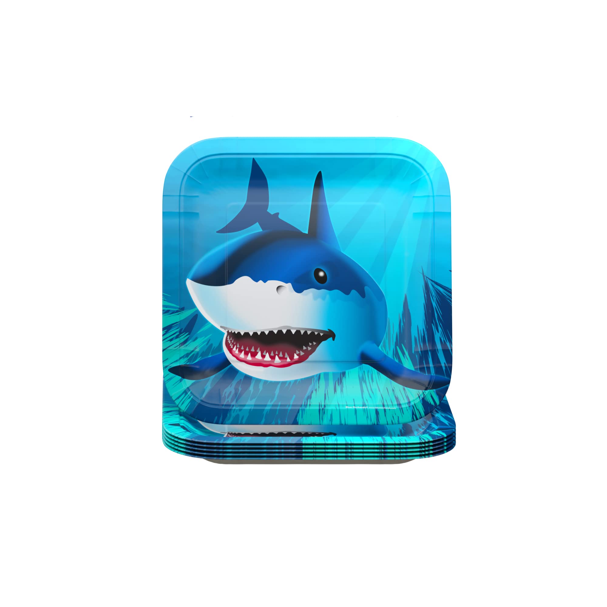 100-Piece Shark Party Supplies Set for 16 Guests - Shark Birthday Decorations, Baby Shower & Under the Sea Theme Party - Includes Shark Plates, Napkins & Blue Orchards - Perfect for Kids Birthday Parties, Ocean-Themed Events & Shark Lover Celebrations