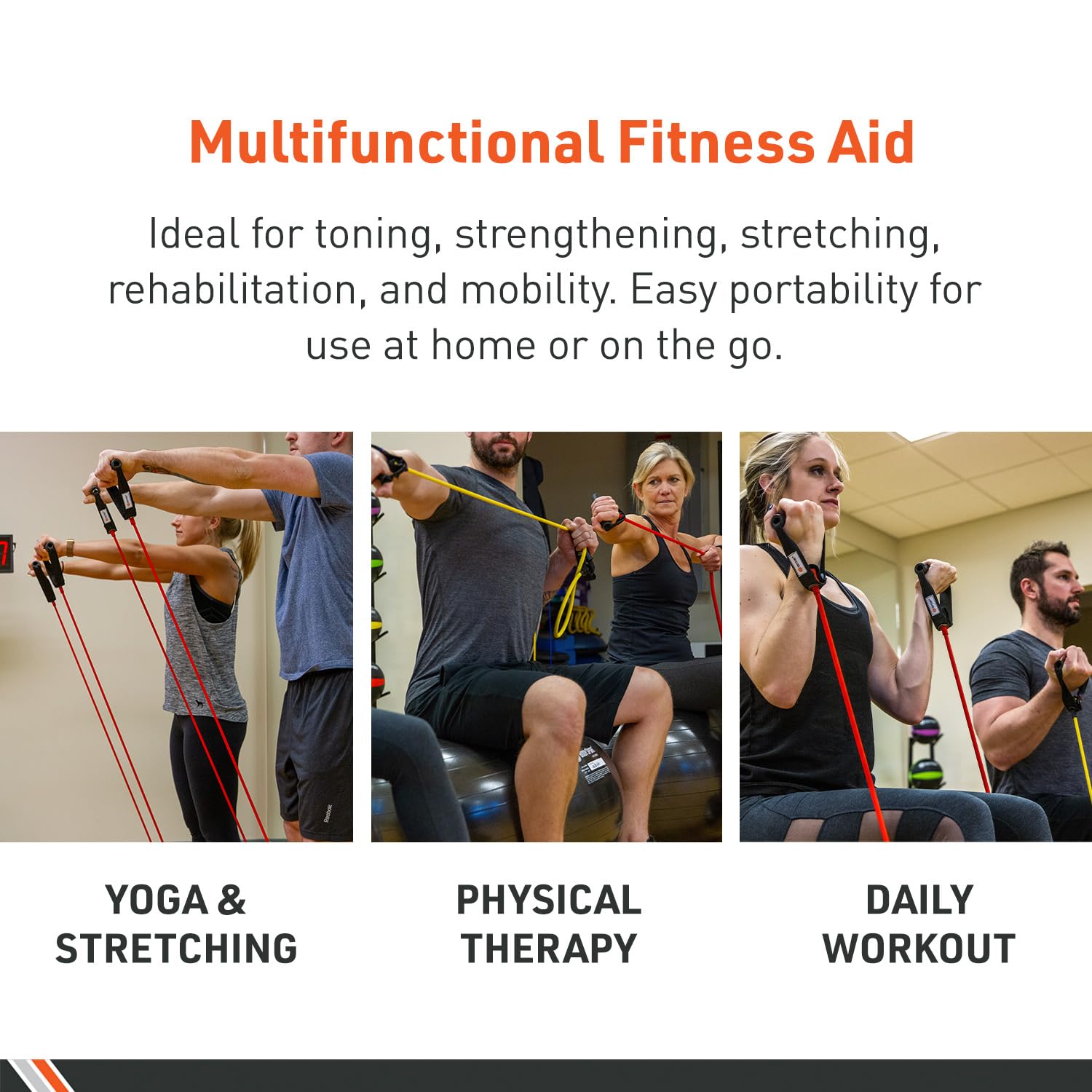 Body Sport Resistance Tubes Set - Latex Exercise Bands for Home Workout, Strength Training, Yoga & Physical Therapy - Includes Carry Bag & Door Anchor (5 Levels) | Perfect for Gym, Travel & Rehabilitation