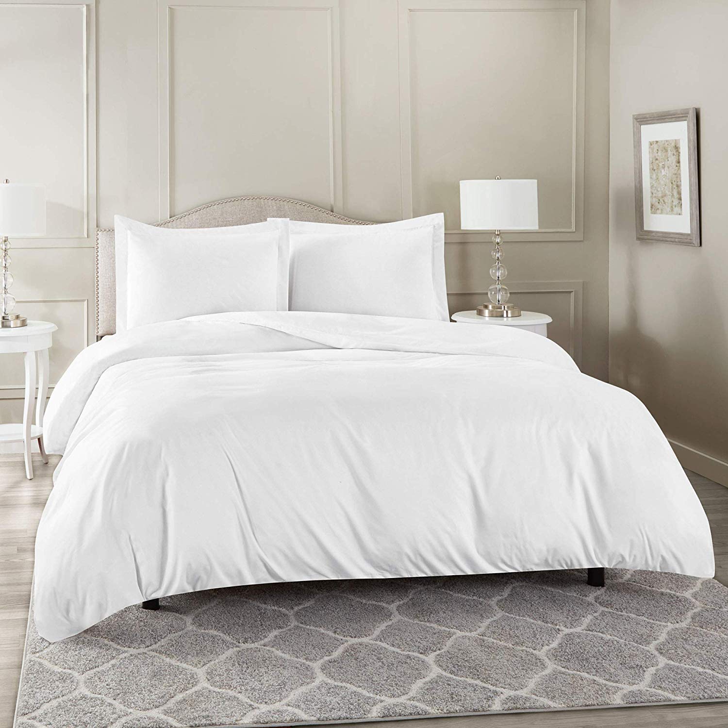 Premium 500 GSM Organic Cotton Duvet Cover & Comforter Set - 2 Piece, 1200 Thread Count, White Short Queen - Luxury Bedding for Cozy Nights & Hotel-Style Comfort
