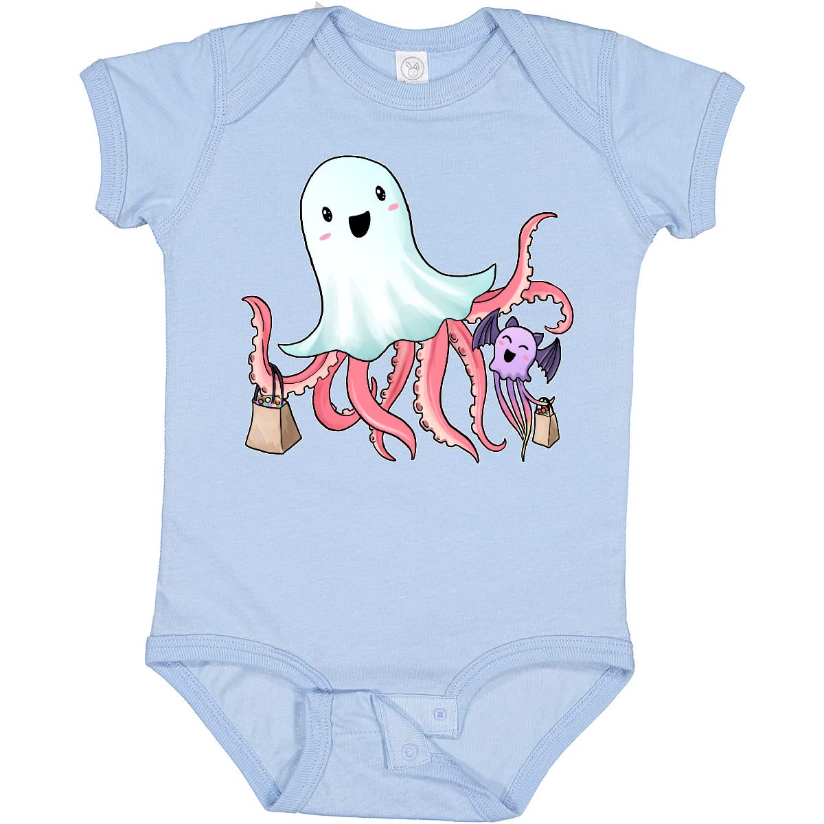 Inktastic Cute Ghost Octopus Trick or Treating with Bat Baby Bodysuit - Halloween Costume for Infants & Toddlers, Perfect for Trick-or-Treating, Photo Shoots & Spooky Parties