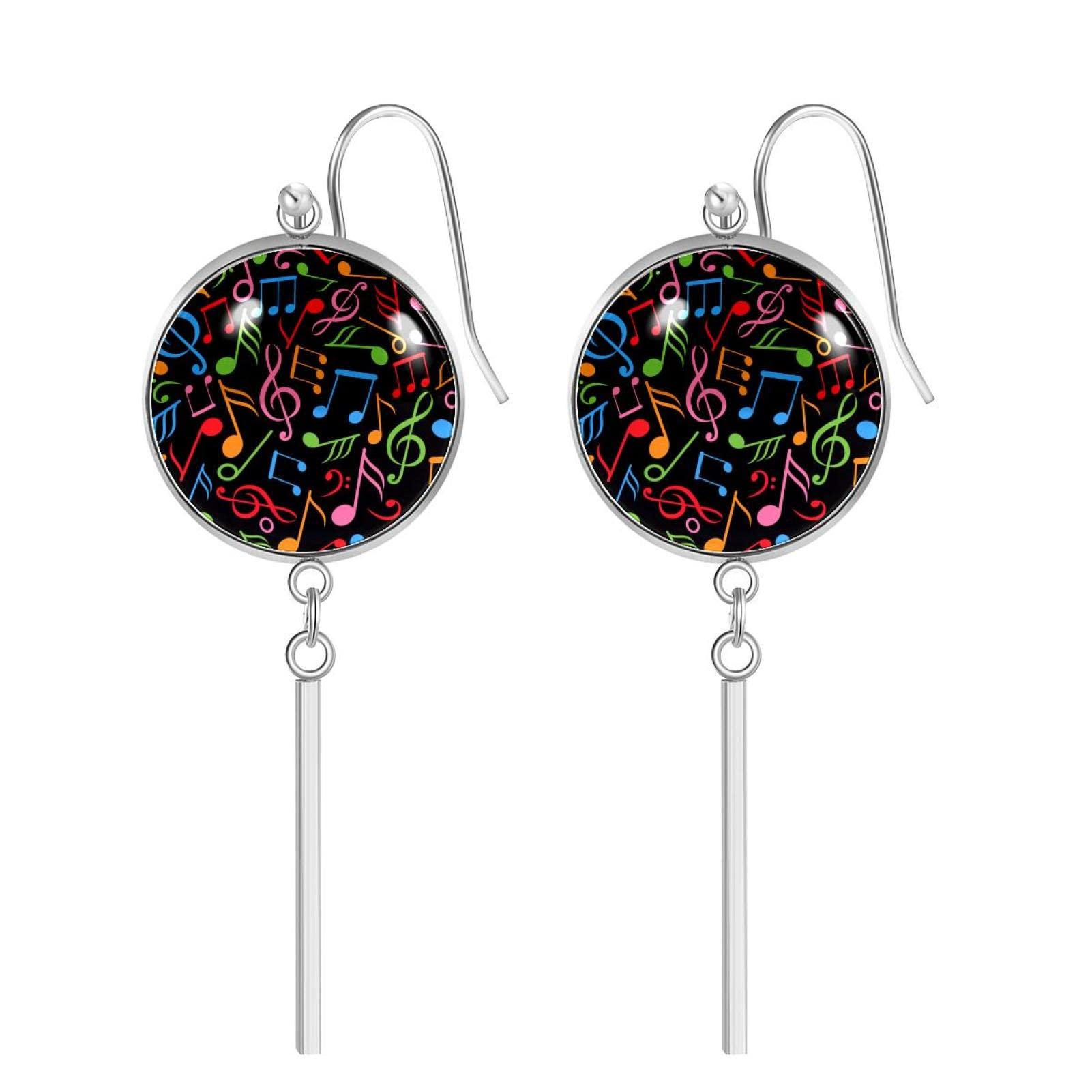 Lightweight Stainless Steel Cat & Star Sky Drop Hoop Earrings for Women & Teens | Dangle Hanging Glass Circle Earrings for Everyday Wear, Parties & Gifts