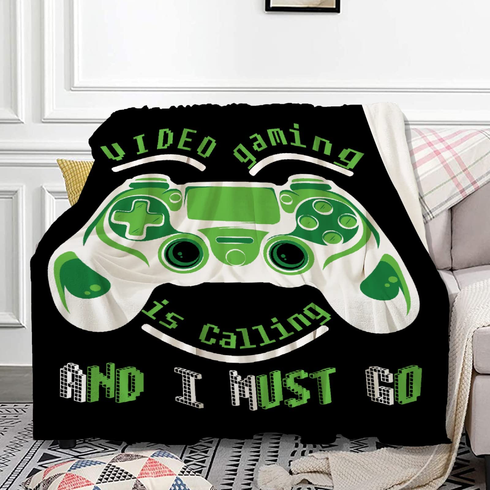 Soft Flannel Plush Gaming Throw Blanket for Boys - 50x40 Inches Lightweight & Cozy, Perfect for Bed, Couch, Gaming Room - Ideal Birthday Gift for Gamers (All Season Use)