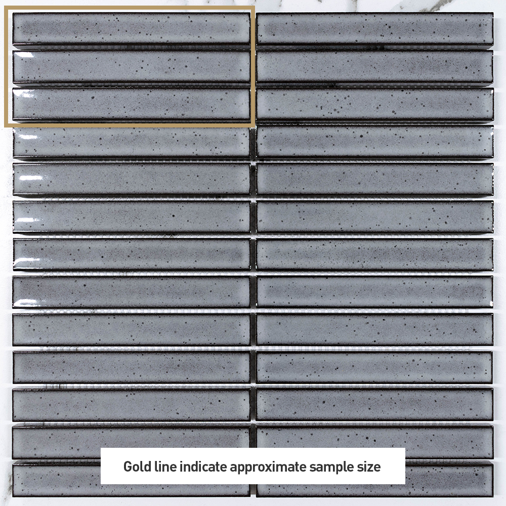Premium Glossy Kit Kat Tile - 20x145mm Bamboo Grey - Perfect for Kitchen Backsplash, Bathroom Walls & Modern Interior Design