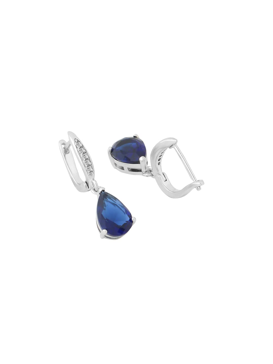 Yellow Chimes Drop Earrings for Women & Girls | Silver Tone Blue Crystal Teardrop Studded Dangle Earrings | Birthday & Anniversary Gift for Wife, Daughter, Sister | Perfect for Parties, Weddings & Everyday Wear