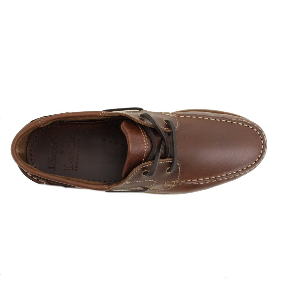 Loake Men's Lymington Brown Leather Boat Shoes - Classic Deck Shoes for Sailing, Casual Wear & Summer Outfits