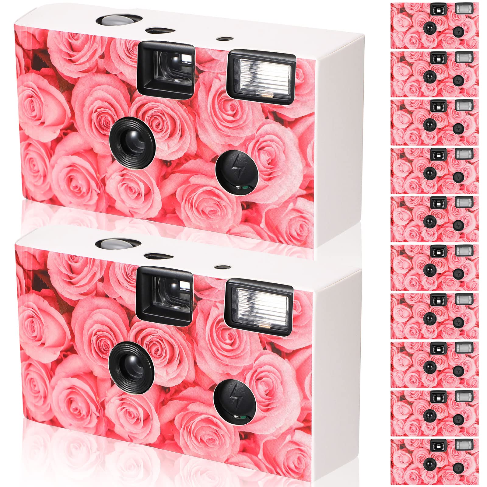12 Pack Disposable Film Cameras with Flash - Single Use Wedding Cameras for Parties, Travel, Anniversaries & Camping (Pink Rose) - Perfect for Capturing Memories at Events & Special Occasions