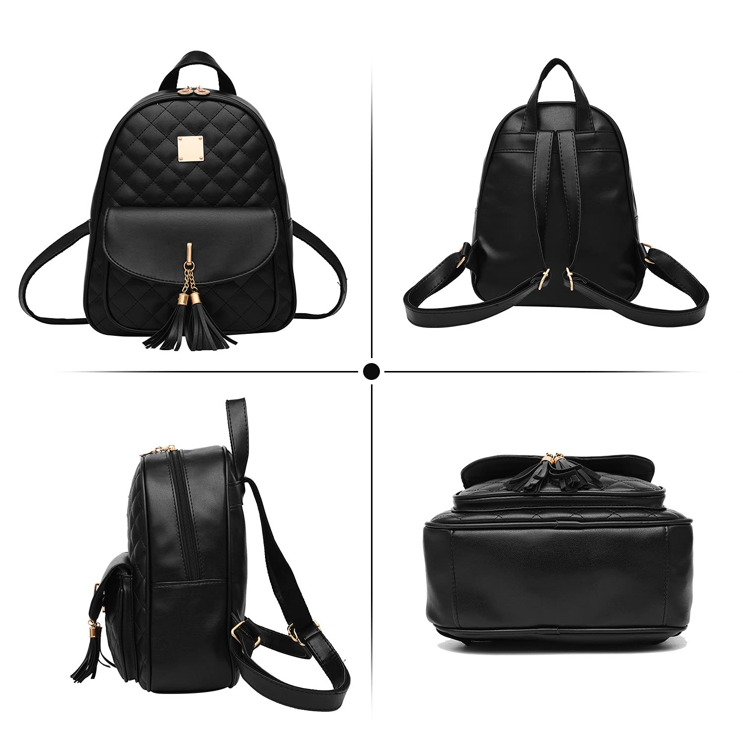 EVEOUT Women's PU Leather Backpack - Stylish 3-Piece Set for Daily Use & Travel