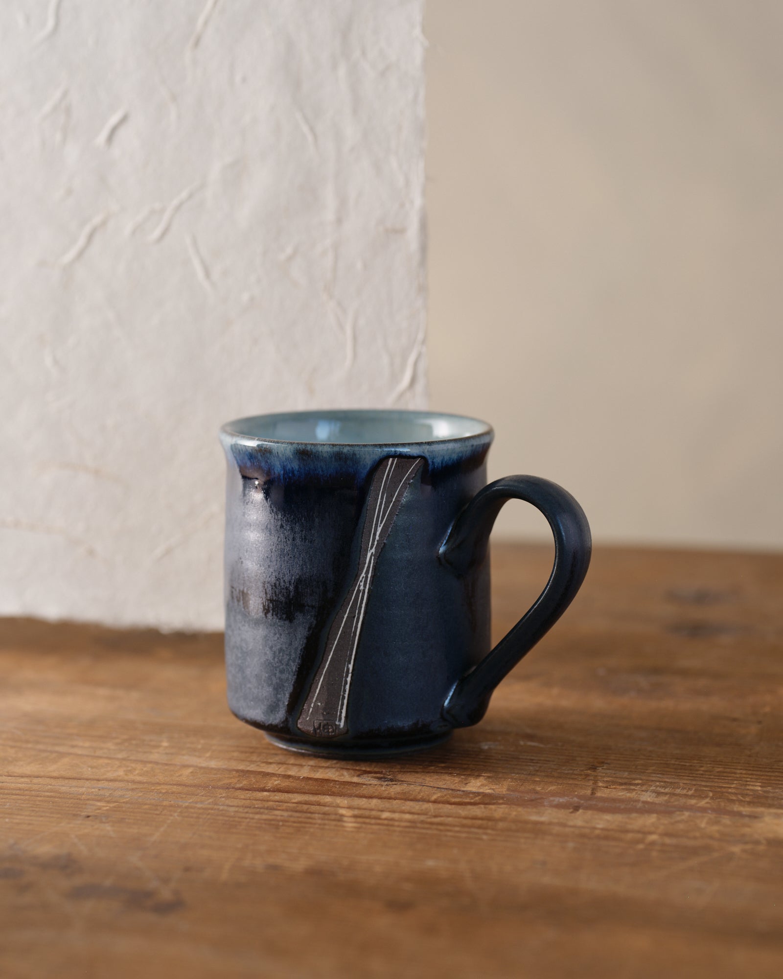 Shinya Take Cross Line Inlay Design Ceramic Coffee Mug - Elegant Tea & Espresso Cup for Home, Office, Gift Giving (15oz)