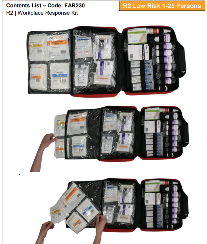 First Aid Kit R2 - Workplace Emergency Response Kit with Soft Pack & Metal Wall Mount - Ideal for Offices, Schools, and Home Safety