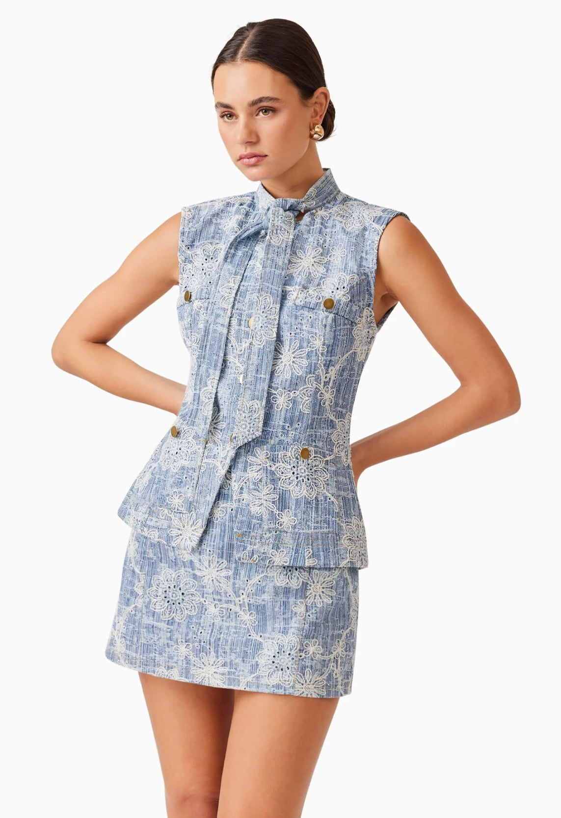 Monica Women's High Waisted Denim Skirt - Stretch Comfort Fit A-Line Mini Skirt for Casual Outfits, Date Night & Summer Fashion