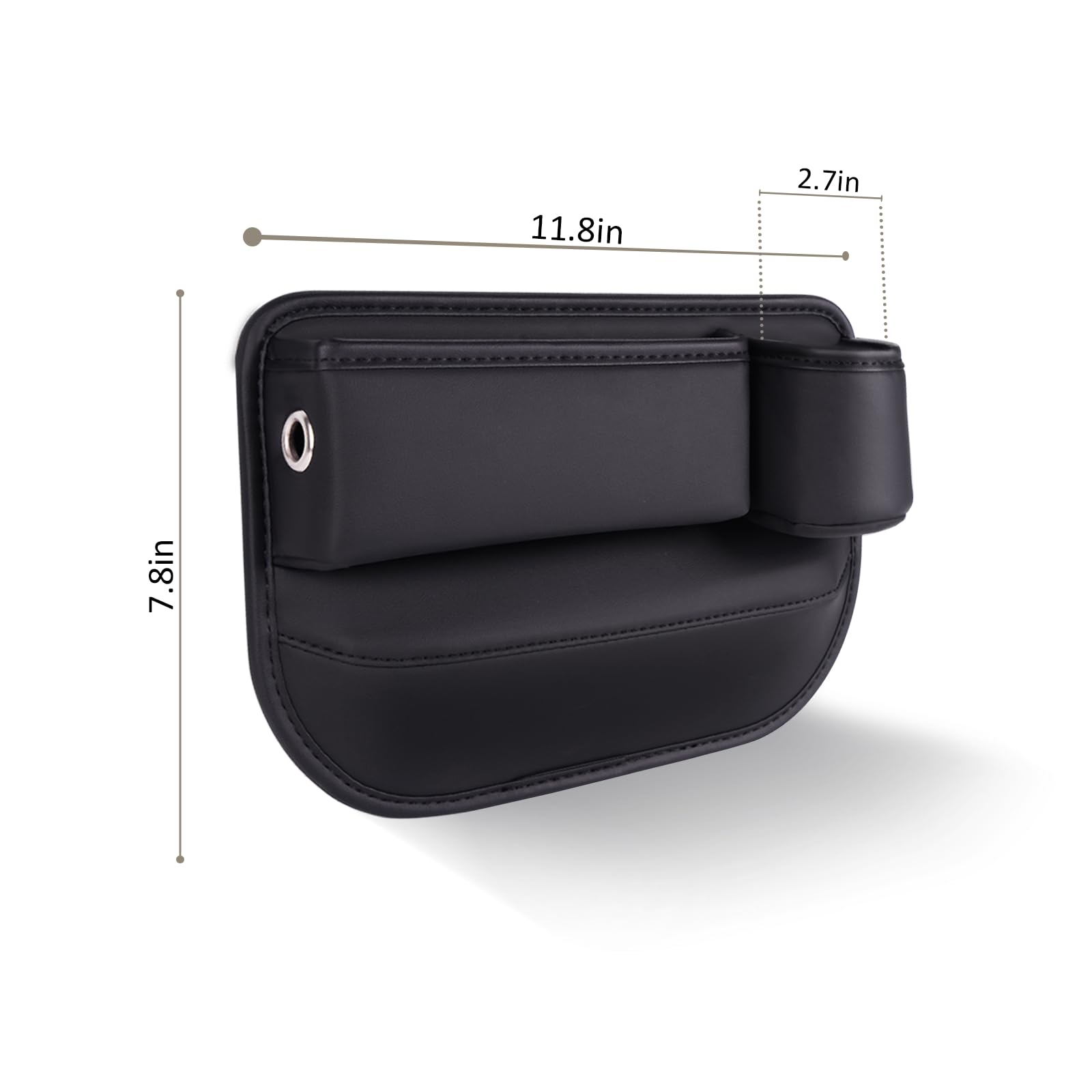 2 Pack Car Leather Cup Holder Gap Organizer - Black Seat Gap Filler Storage Box for Driver & Passenger | Perfect for Phones, Keys, Wallets & Small Items | Ideal for Sedans, SUVs & Trucks