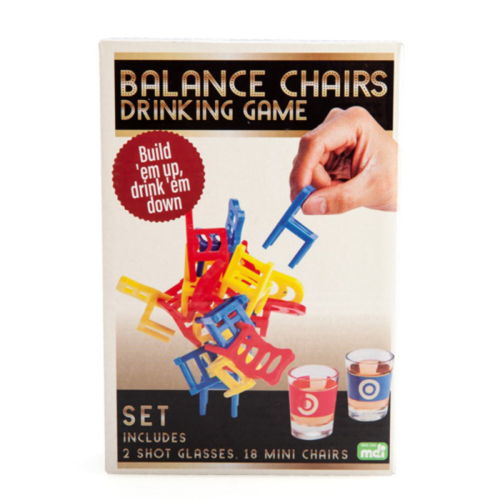 Balance Chairs Drinking Game Set - Fun Party Game for Adults & Friends - Perfect for Birthday Parties, Bachelor/Bachelorette Nights & Social Gatherings