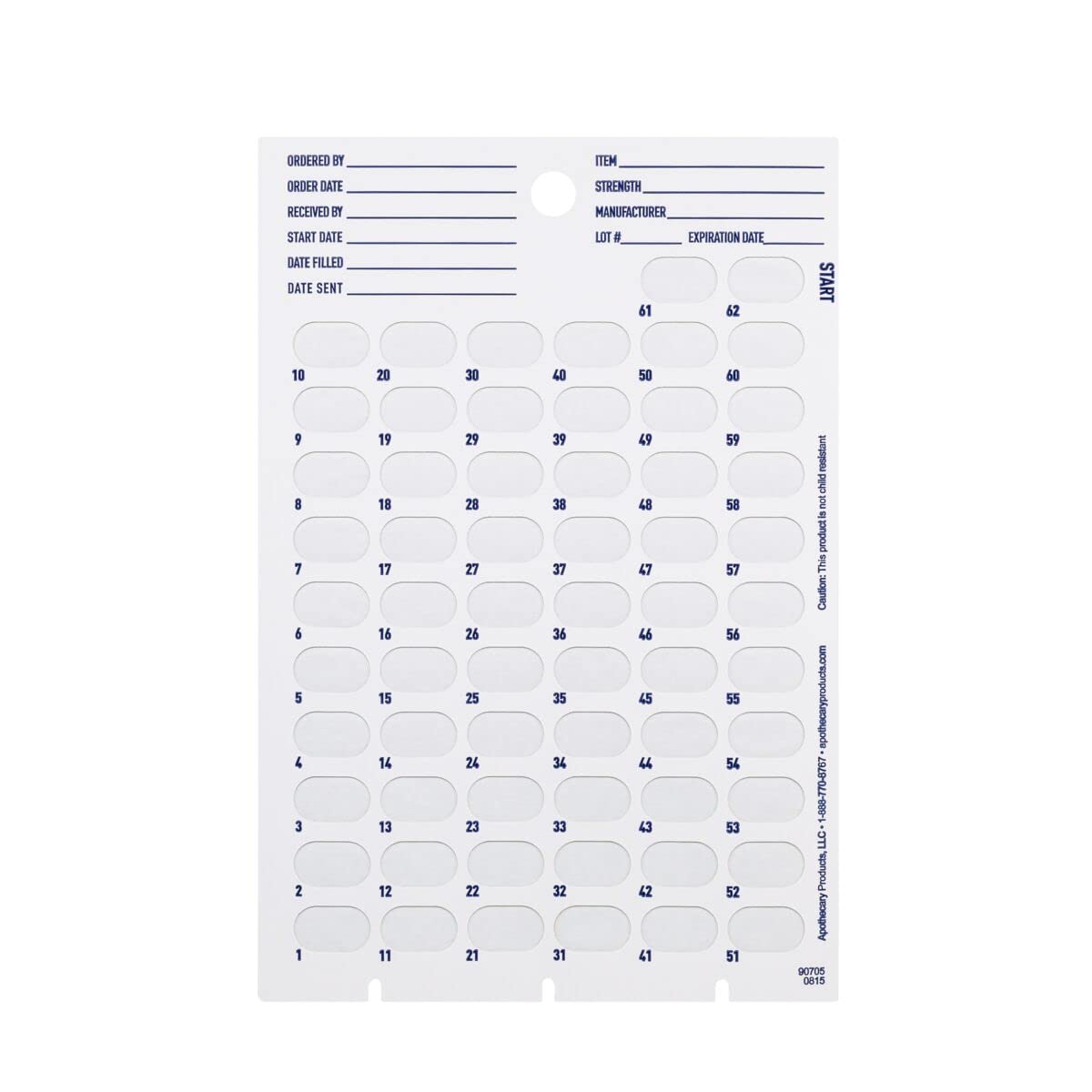 Ezy Dose 62-Day Disposable Pill Cards for Medicine & Vitamins - Compatible with Unit Dose Cold Seal System (500 Count) - Perfect for Pharmacy, Hospital & Home Medication Organization