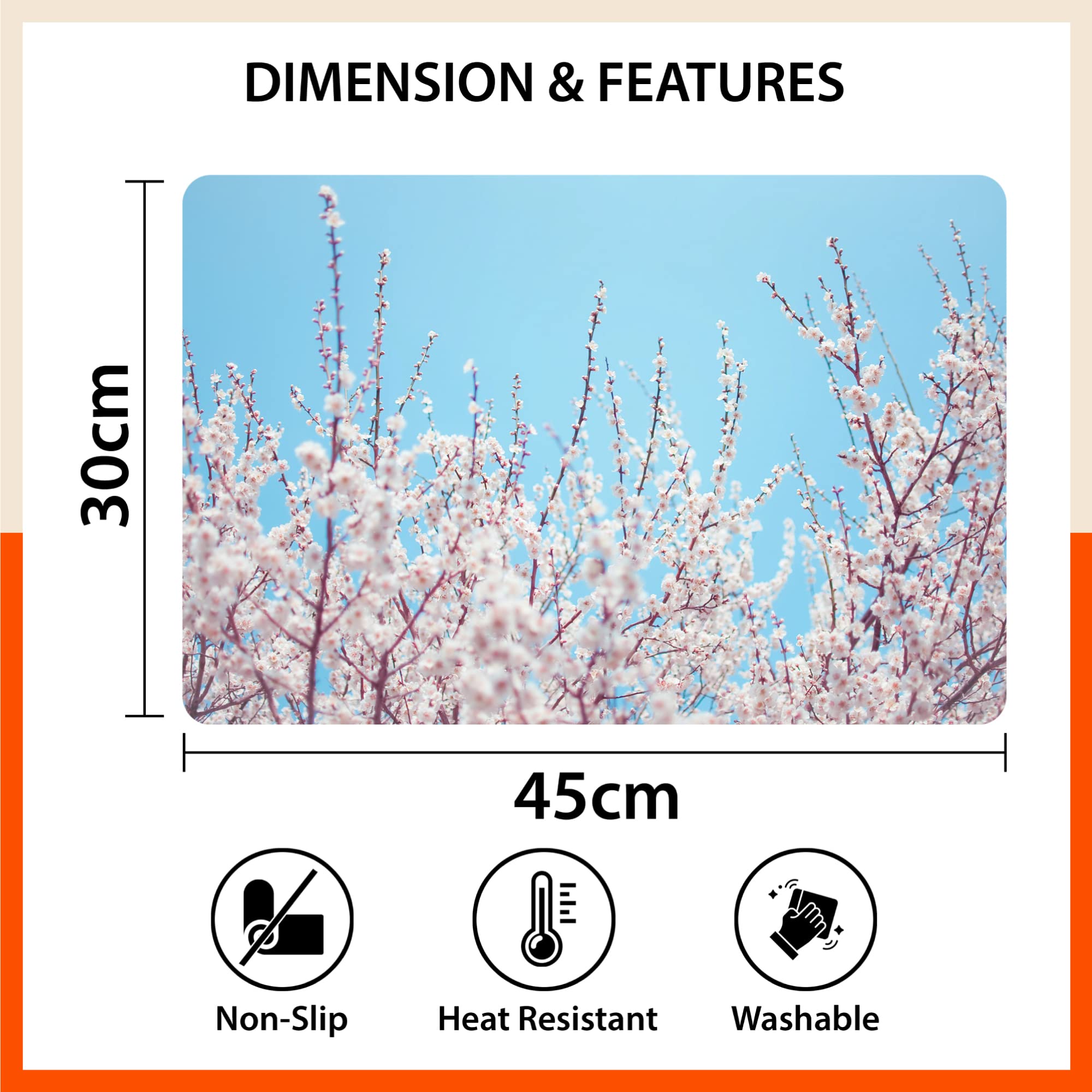 Premium Table Mats Set of 6 - 45cm x 30cm Heat-Resistant PVC Placemats & Coasters for Dining Table | Waterproof, Washable & Durable | Perfect for Home, Restaurant, Office & Outdoor Use (Alder Design)