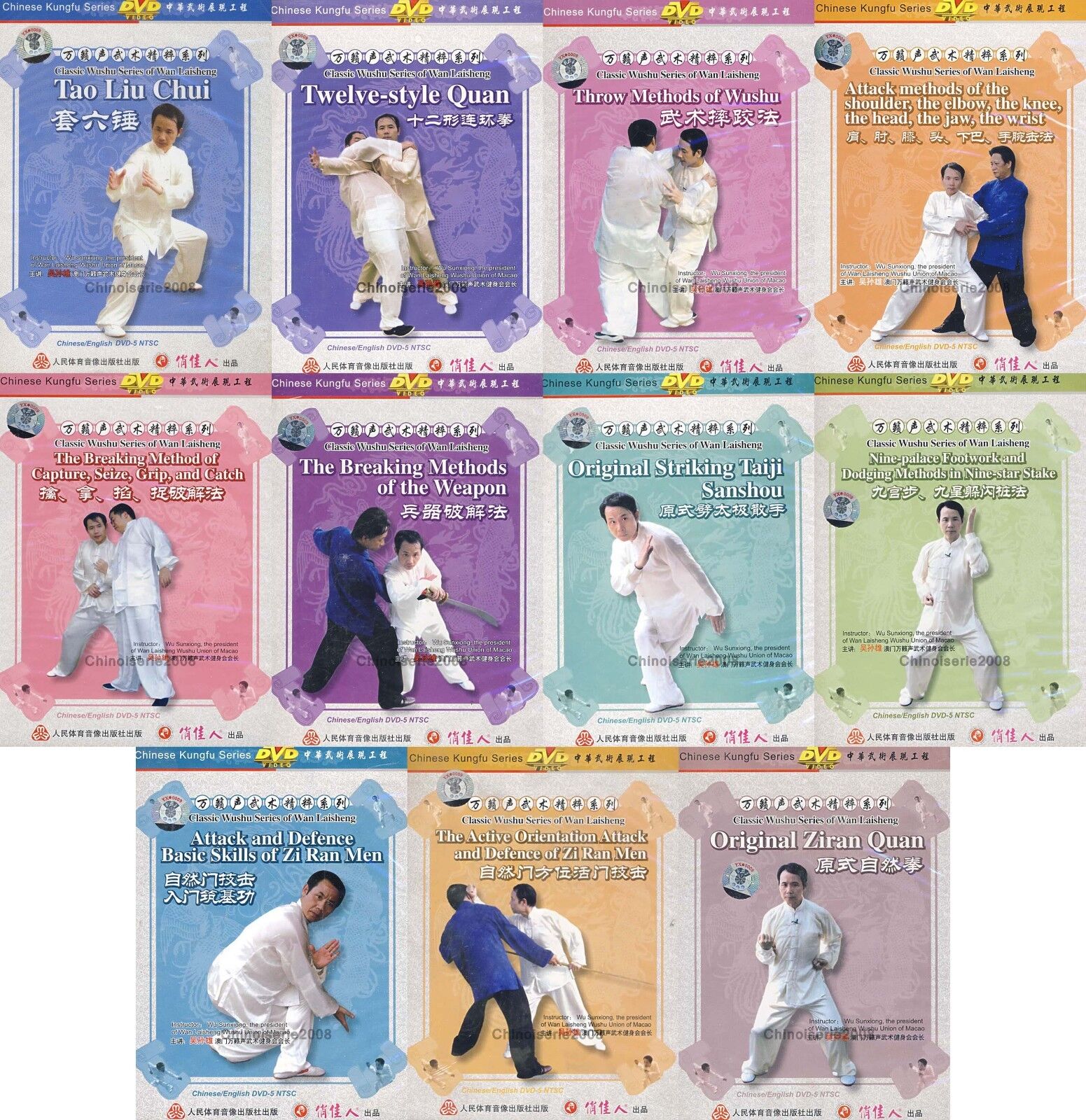 Classic Wushu Series: Wan Laisheng's Zi Ran Men - 11 DVD Set by Wu Sunxiong | Authentic Chinese Martial Arts Training for Self-Defense & Fitness