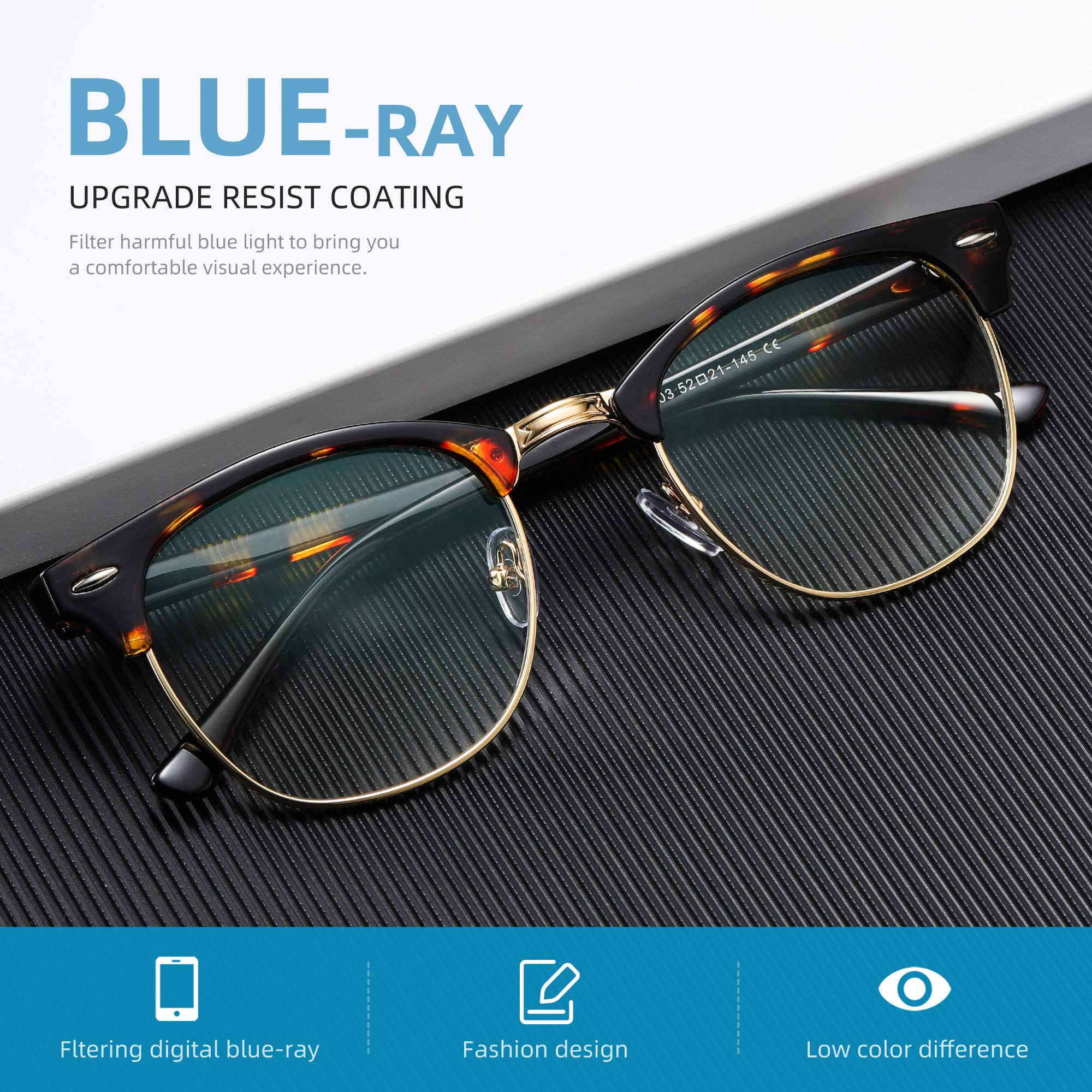 Blue Light Blocking Glasses for Women & Men - Anti Eyestrain Computer Glasses with UV Protection - Perfect for Office Work, Gaming & Screen Time